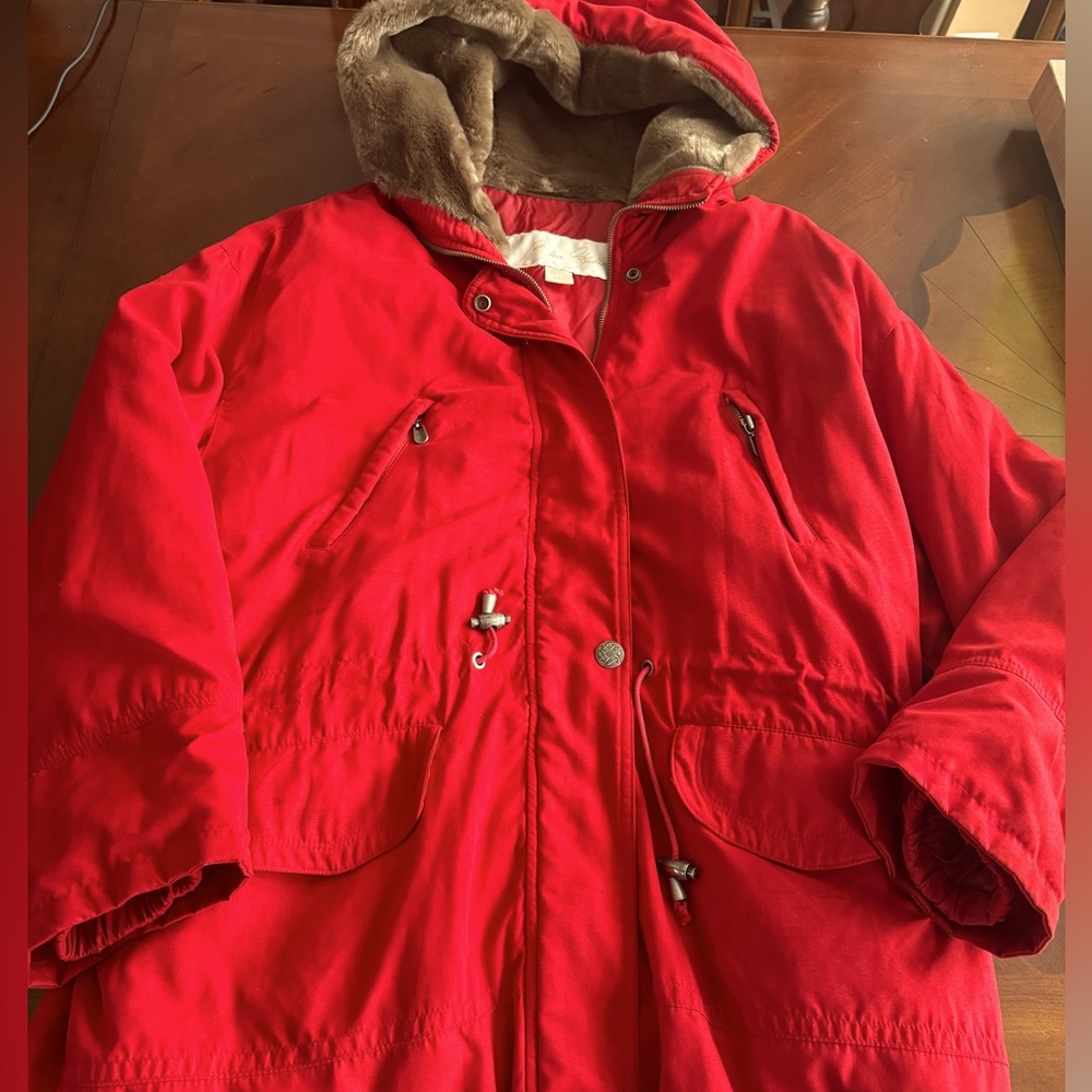 Women's Red Winter Warmer Coat - made in Dominican Republic size L